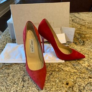 Jimmy Choo red pointy toe pumps